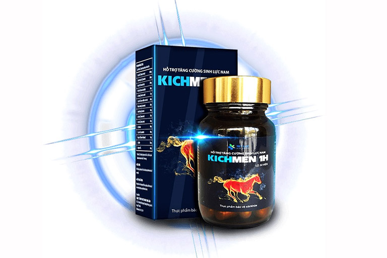 Kichmen 1h là sản phẩm dành cho nam giới với công dụng chống xuất tinh sớm, tăng sự cương cứng của dương vật